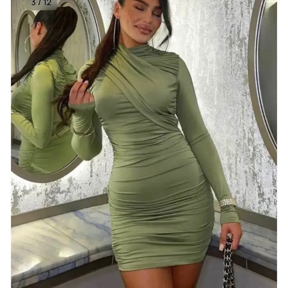 Green Ruched & Ready Bodycon Dress